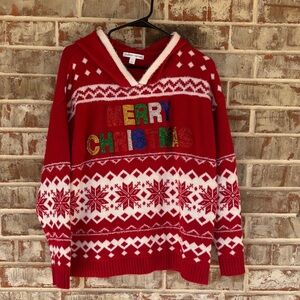 Celebrate Together Red Hooded Merry Christmas Sweater